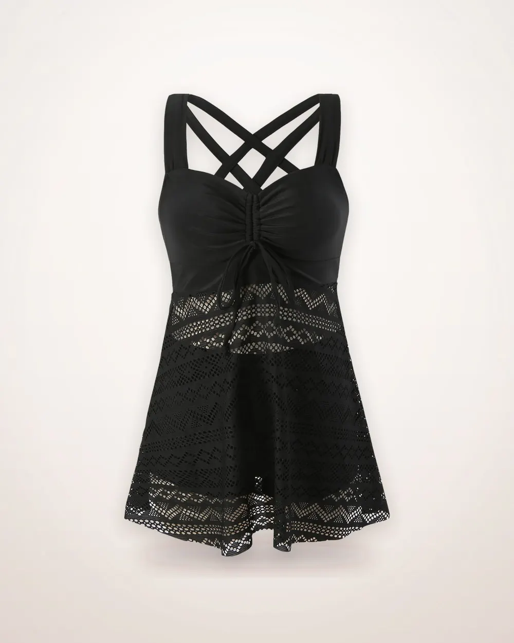 Lace-Trim Solid One-Piece Swimsuit