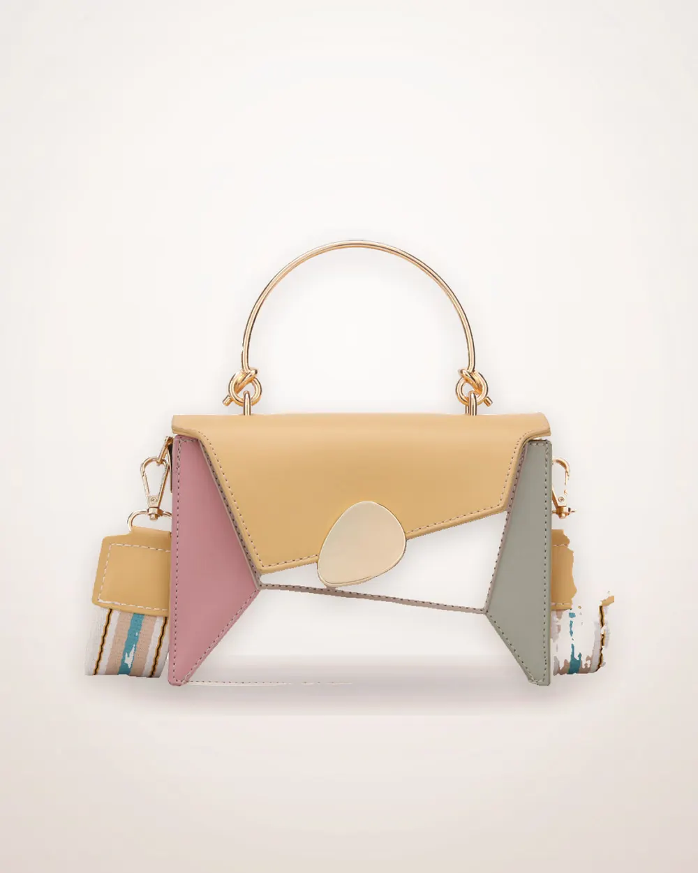 Contrast Flap Faux Leather Crossbody