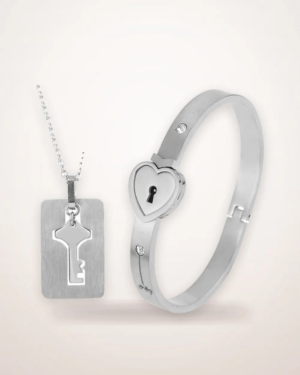 Titanium Steel Love Lock Bracelet and Key Set