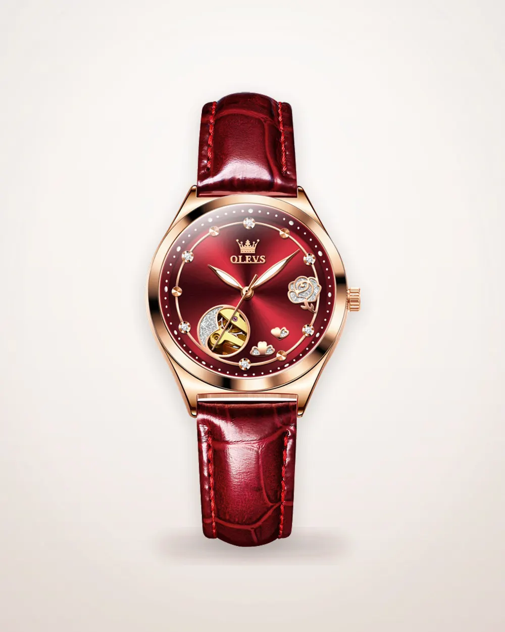 Rose Shell Mechanical Leather Watch