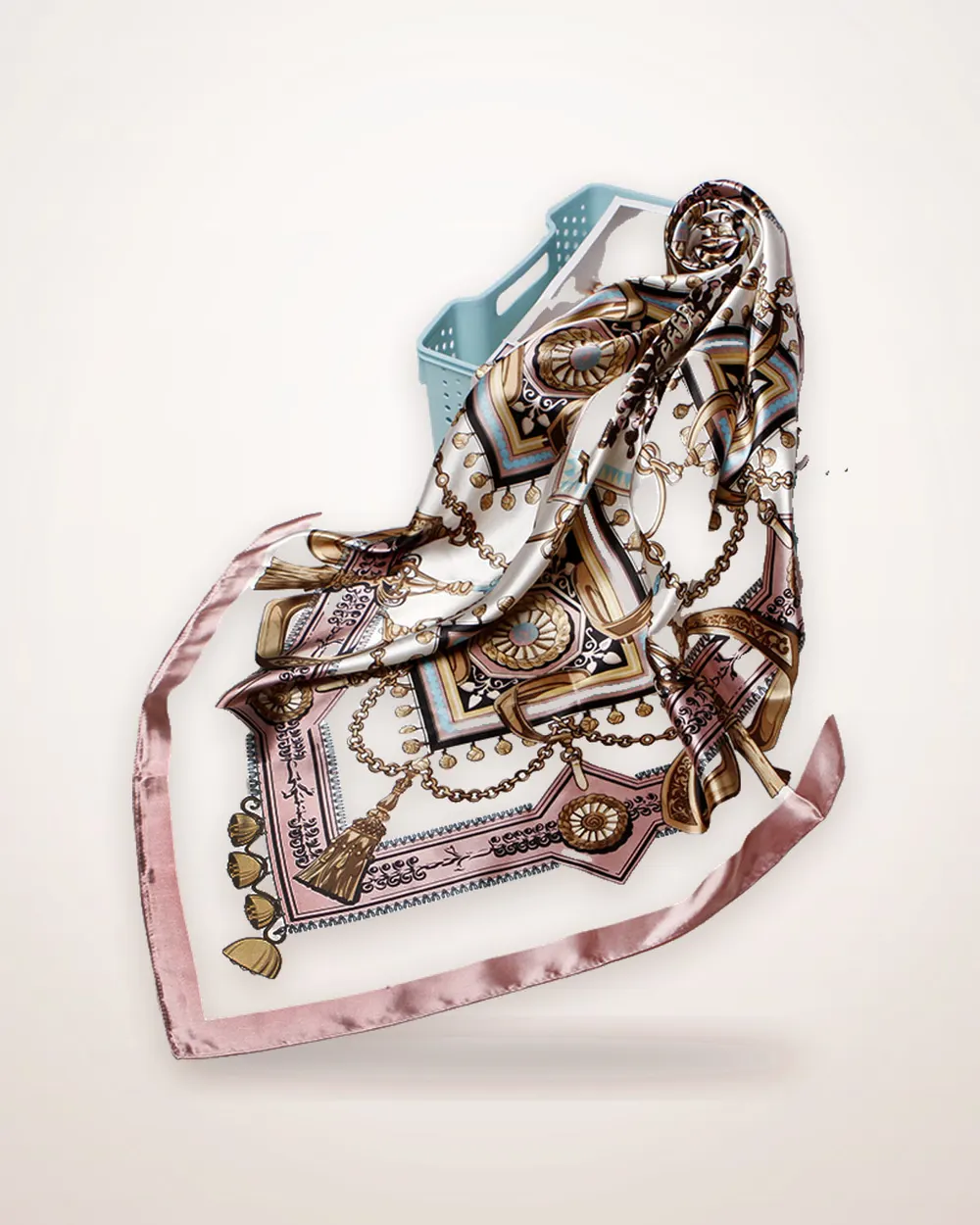 Carriage Chain Print Satin Square Scarf