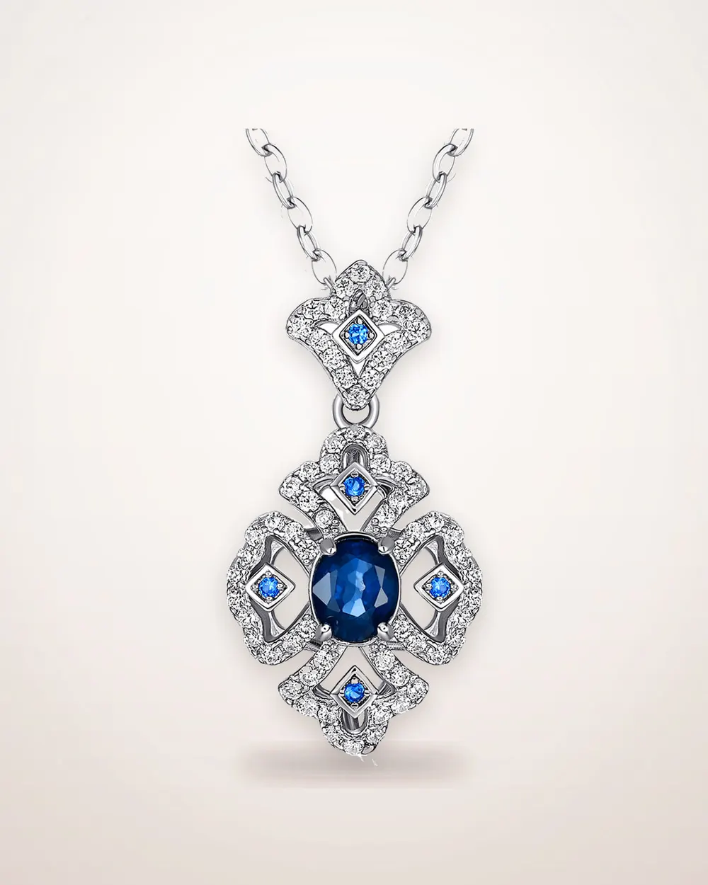 Sapphire Pendant Necklace in Sterling Silver