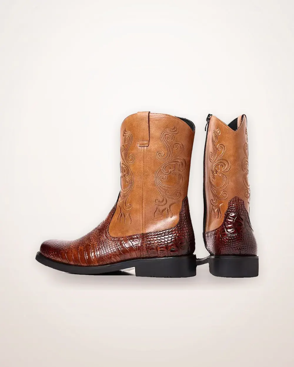 Printed Leather Martin Boots for Men