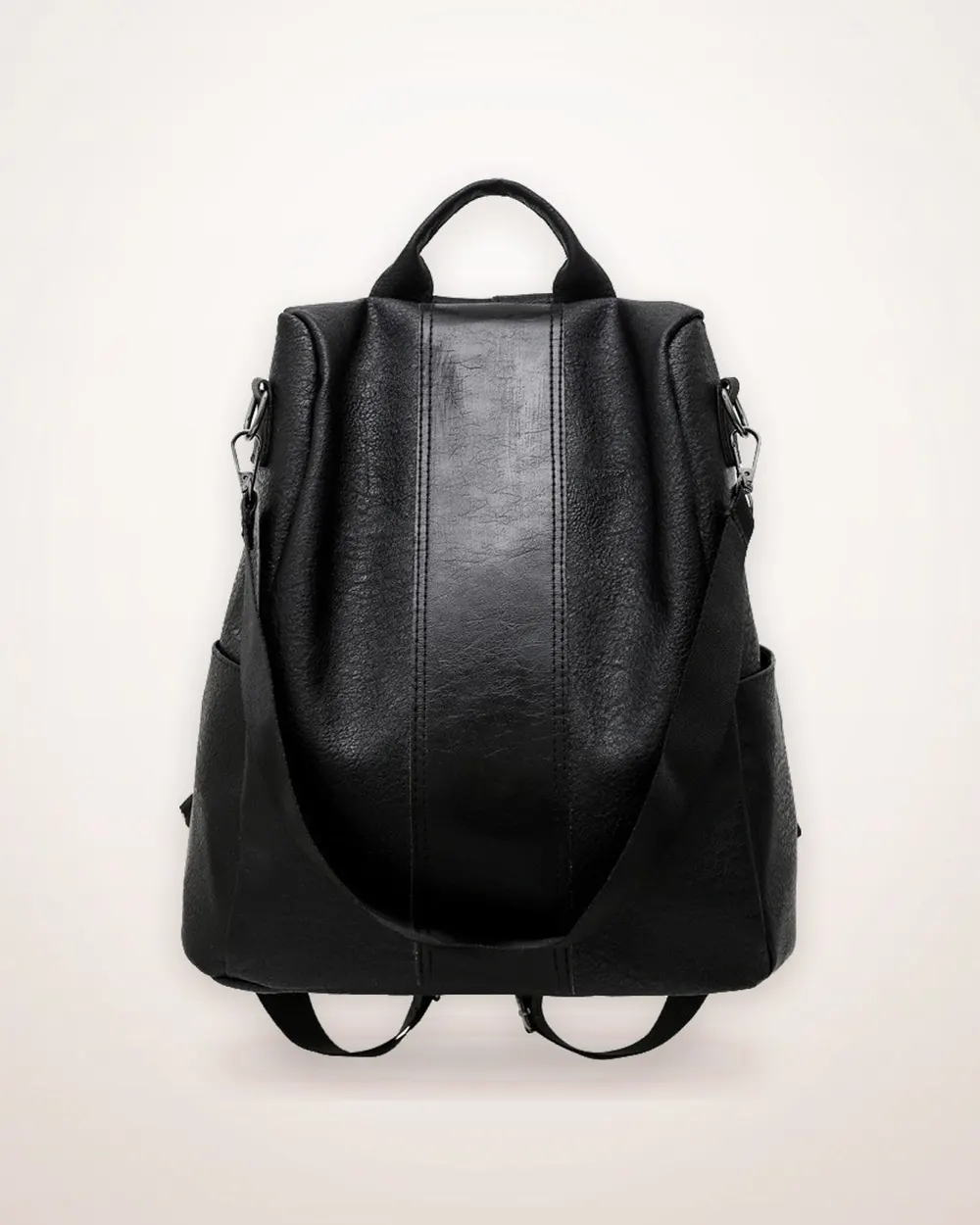 Solid Color PU Leather Backpack