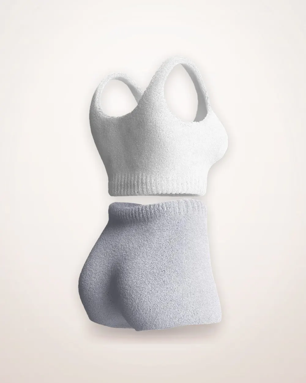 Three-Piece Plush Coat, Cami and Shorts Set