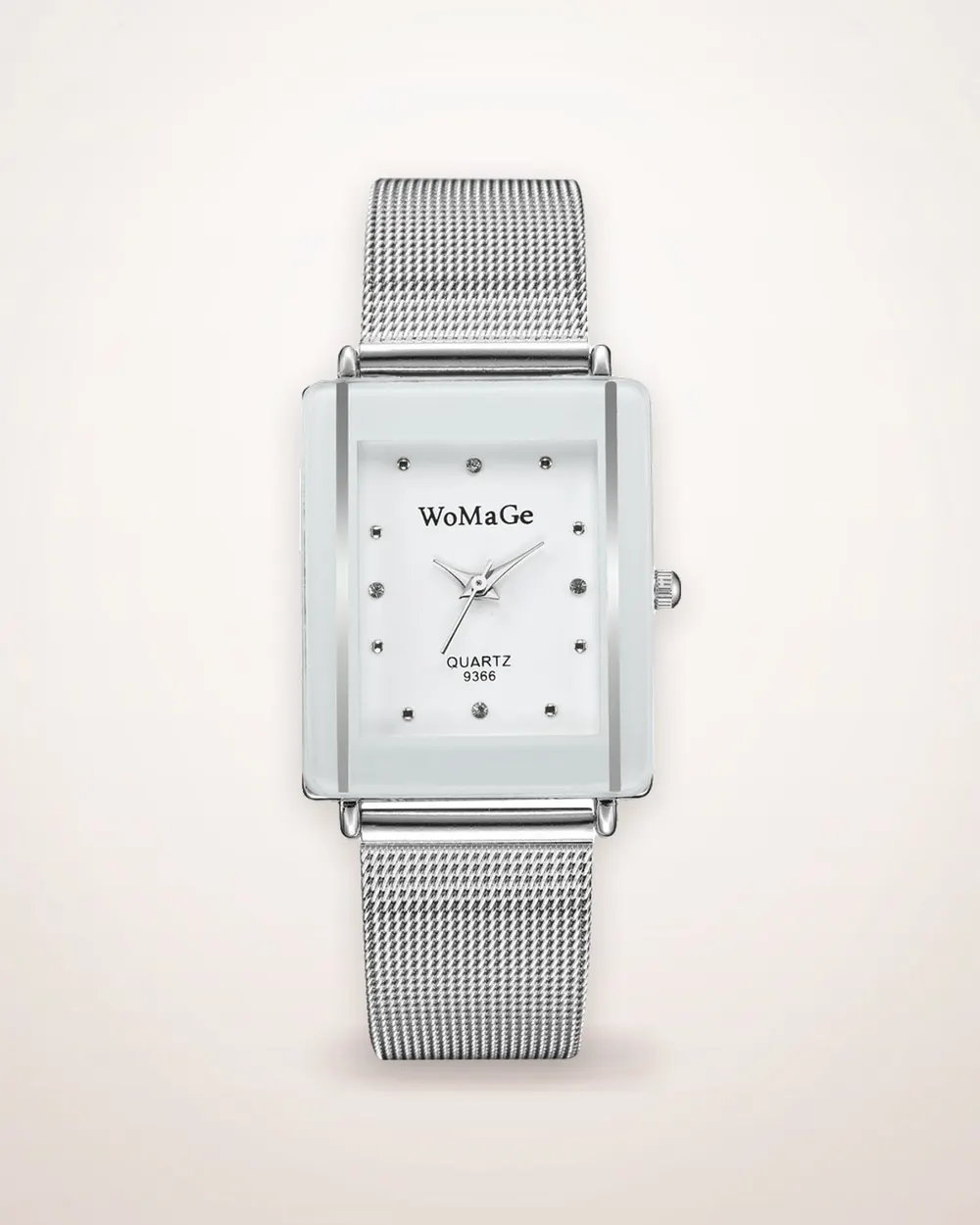 Rectangular Dial Metal Couple Watch