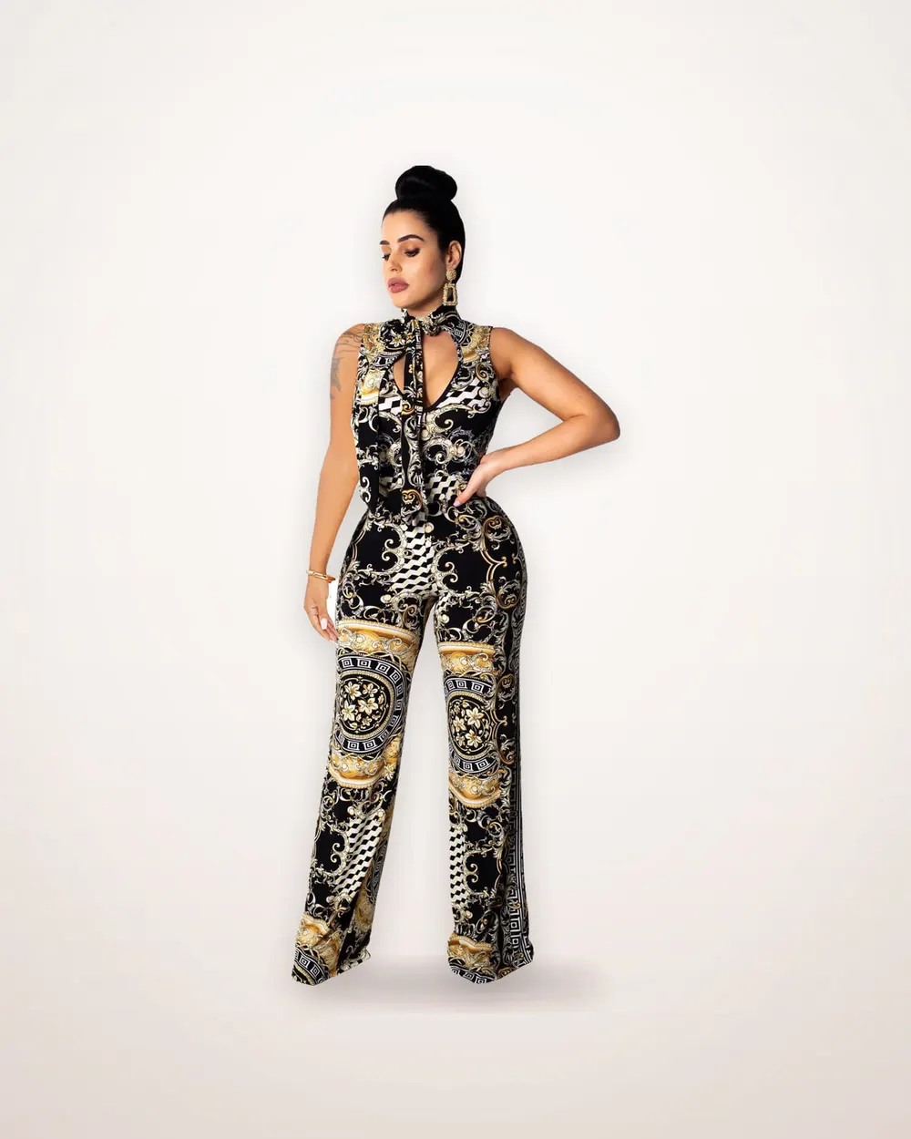 Printed Sleeveless Jumpsuit