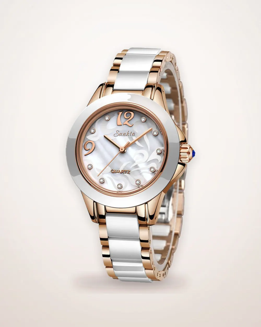 Polished Ceramic Bracelet Quartz Watch