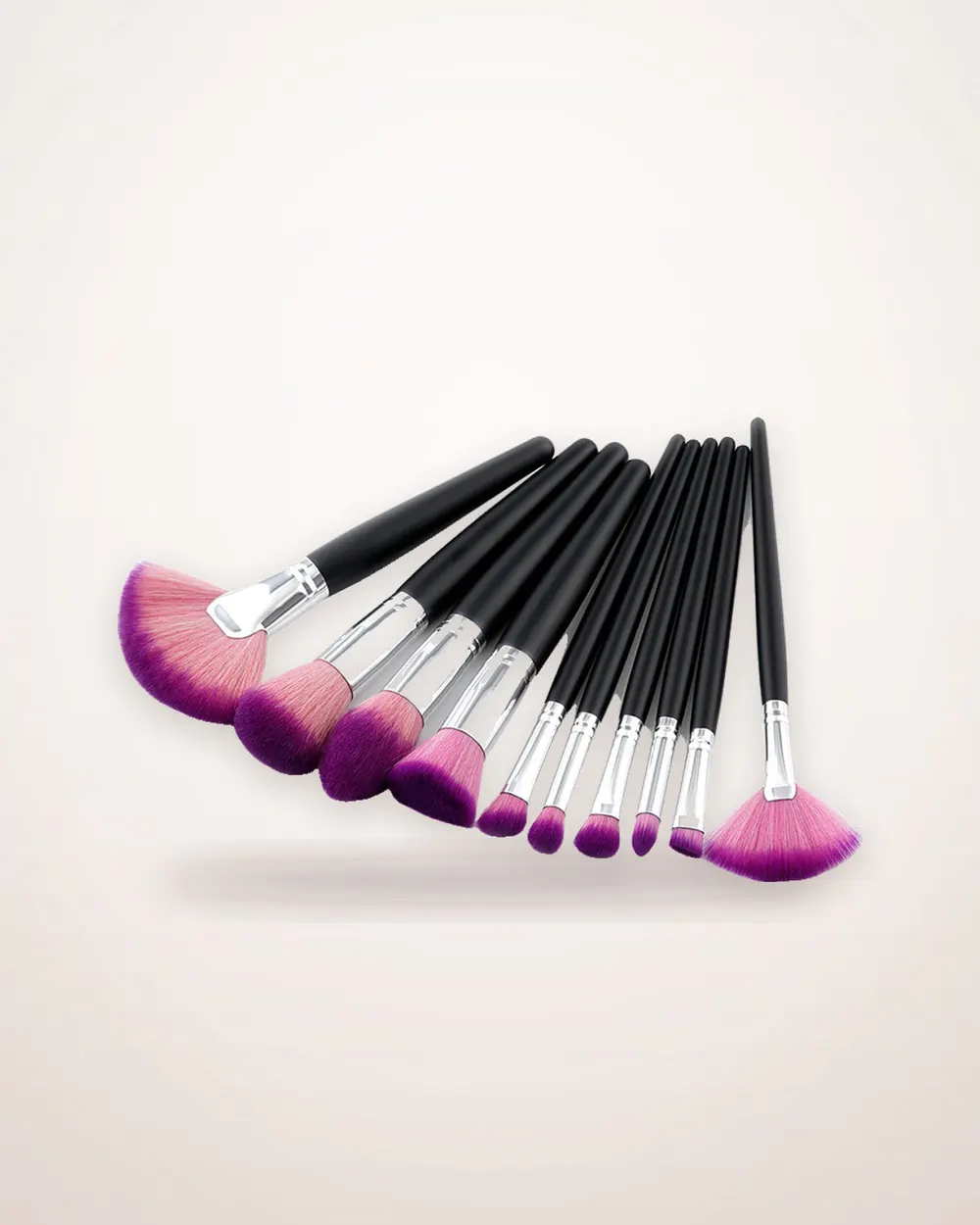 10-Piece Makeup Brush Set with Wooden Handles