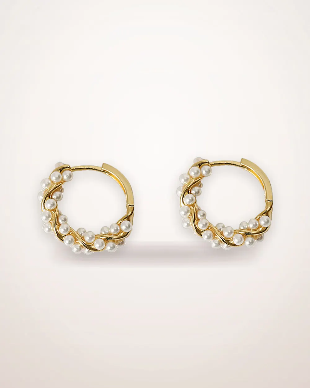 Rice Pearl Gold-Plated Hoop Earrings
