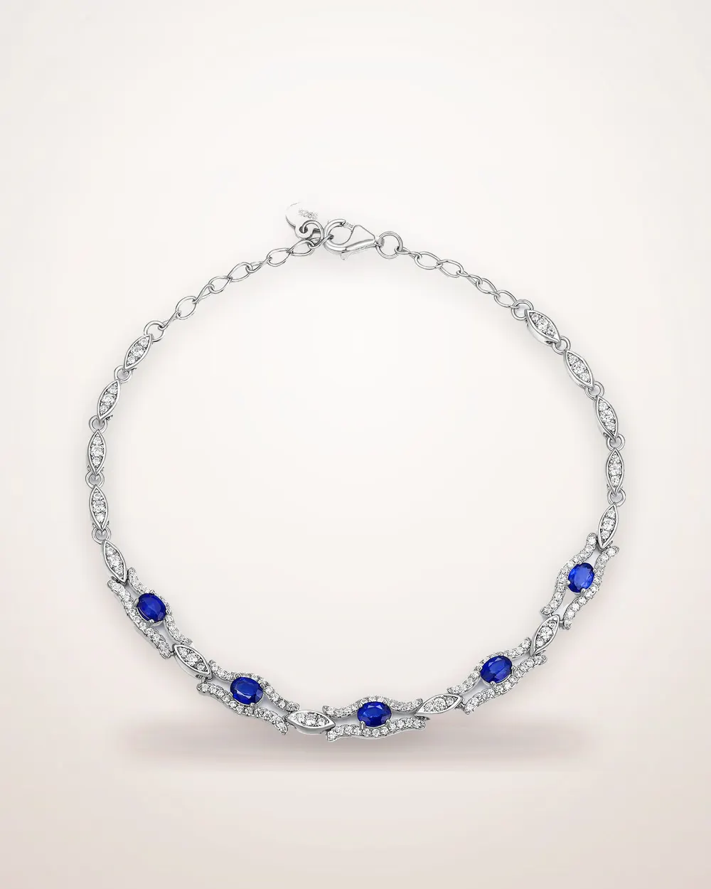 Sapphire and Sterling Silver Chain Bracelet