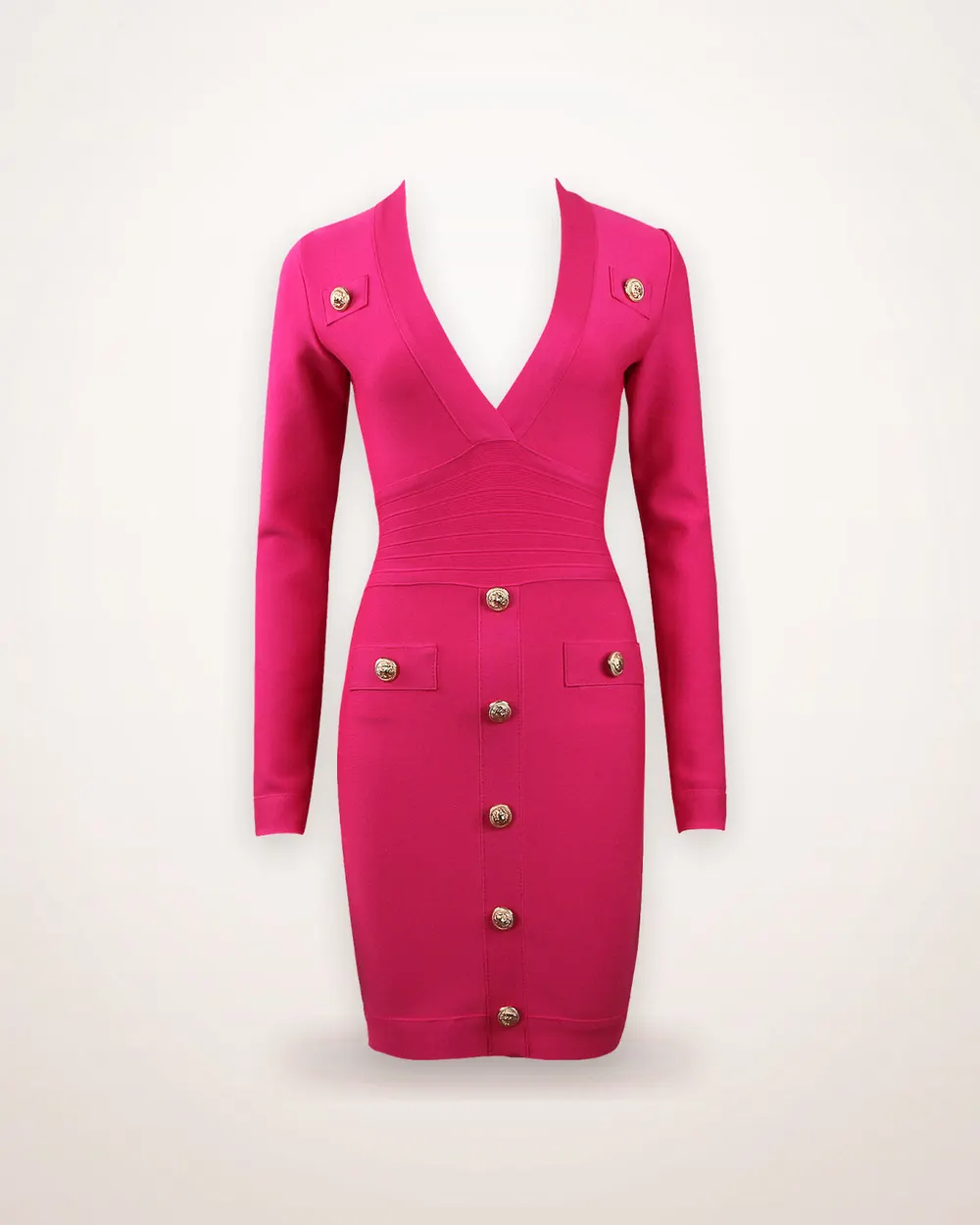 Single-Breasted Long-Sleeve Slim Dress
