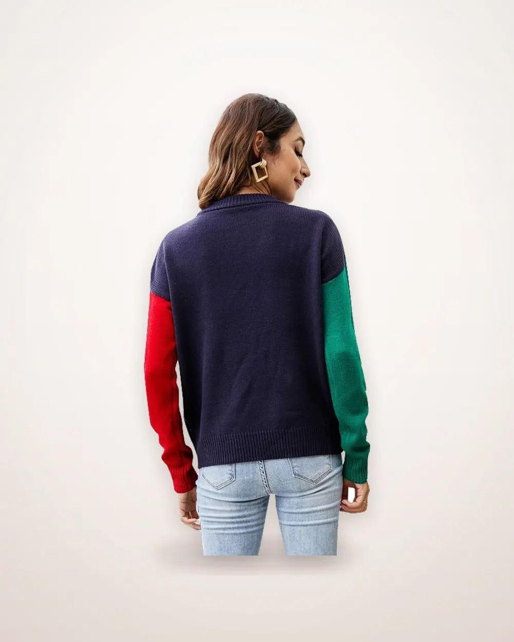 Snowflake Jacquard Crew Neck Knit Sweater