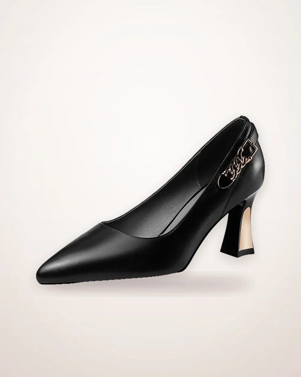 Chunky Heel Leather Pumps
