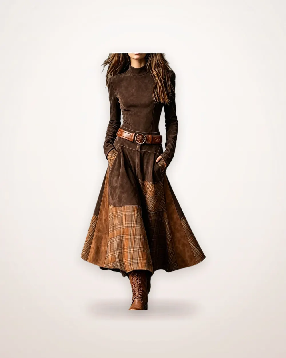 Suede Patchwork Applique Dress