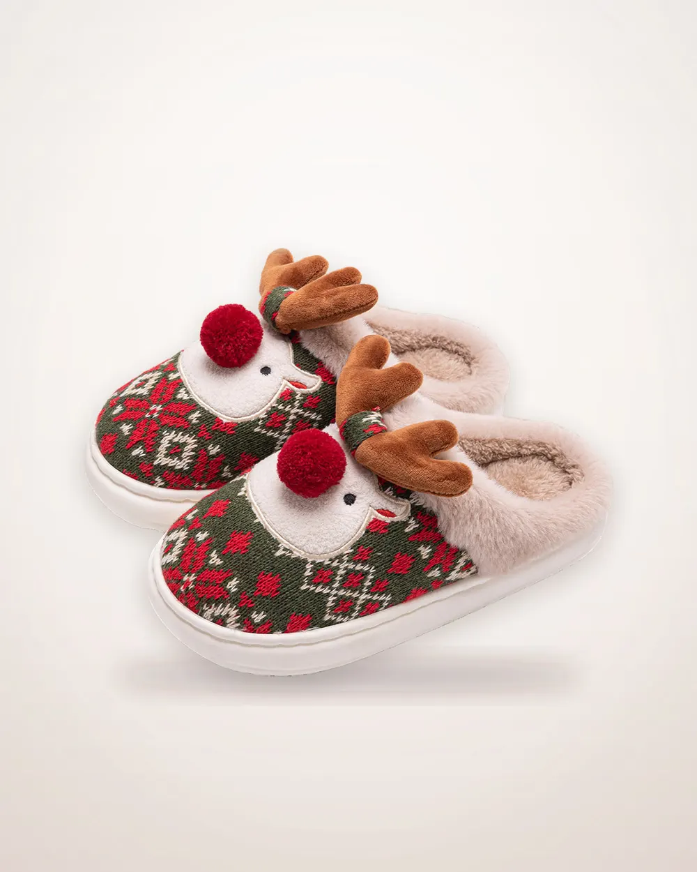 Christmas Elk Plush House Slippers