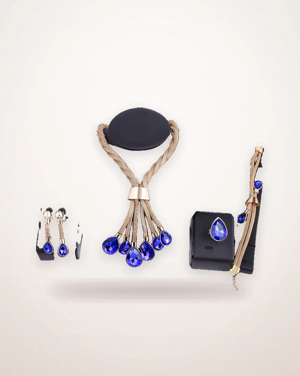 Four-Piece Gold-Tone Square Jewellery Set