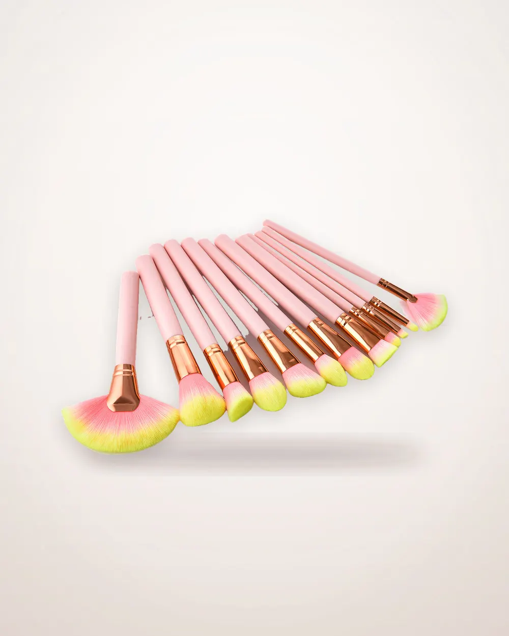 Makeup Brush Set with Pink Wood Handles