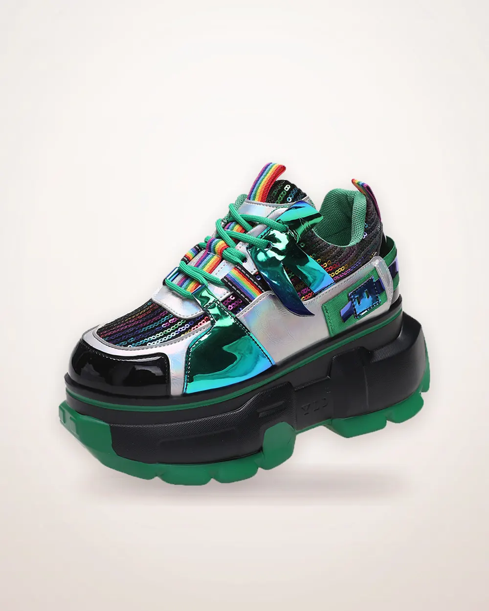Color-Block Patent Lace-Up Shoes
