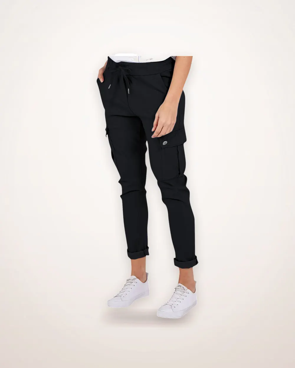 Drawstring Cargo Trousers with Pockets