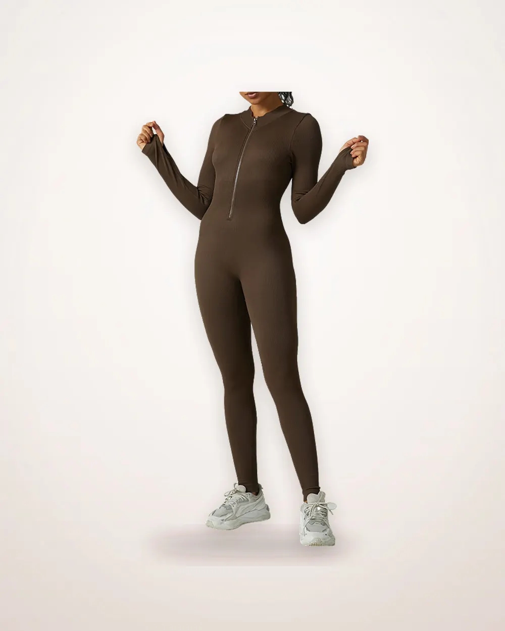 Long-Sleeve Zip Yoga Jumpsuit