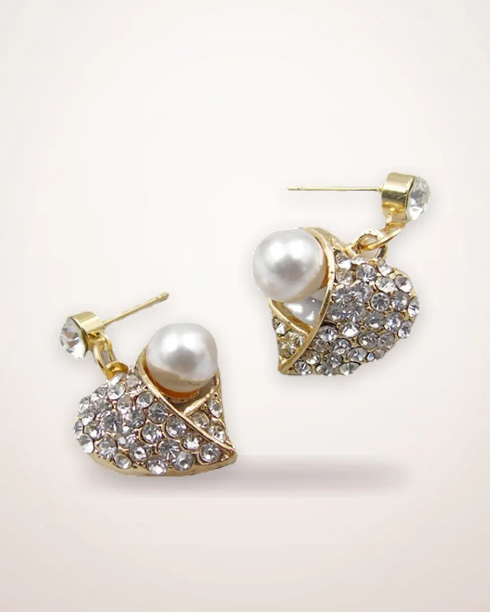 Peach Heart Pearl Jewelry Set