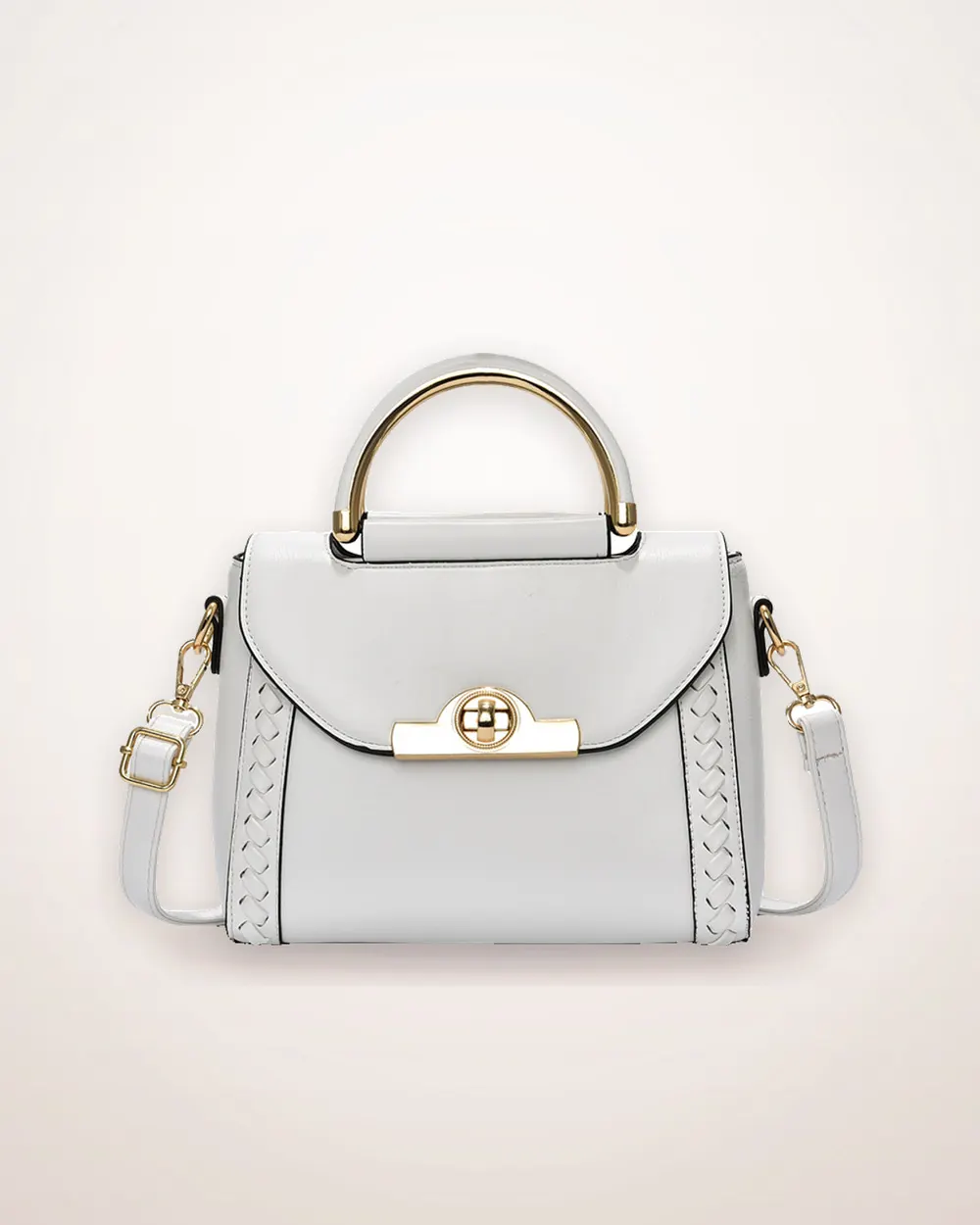Woven Panel Double Strap Crossbody Bag