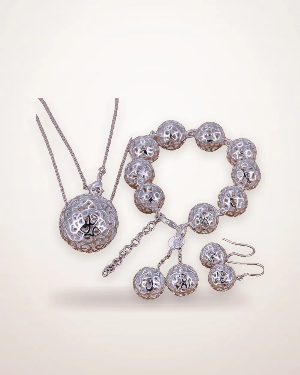 Silver-Plated Three-Dimensional Ball Bracelet
