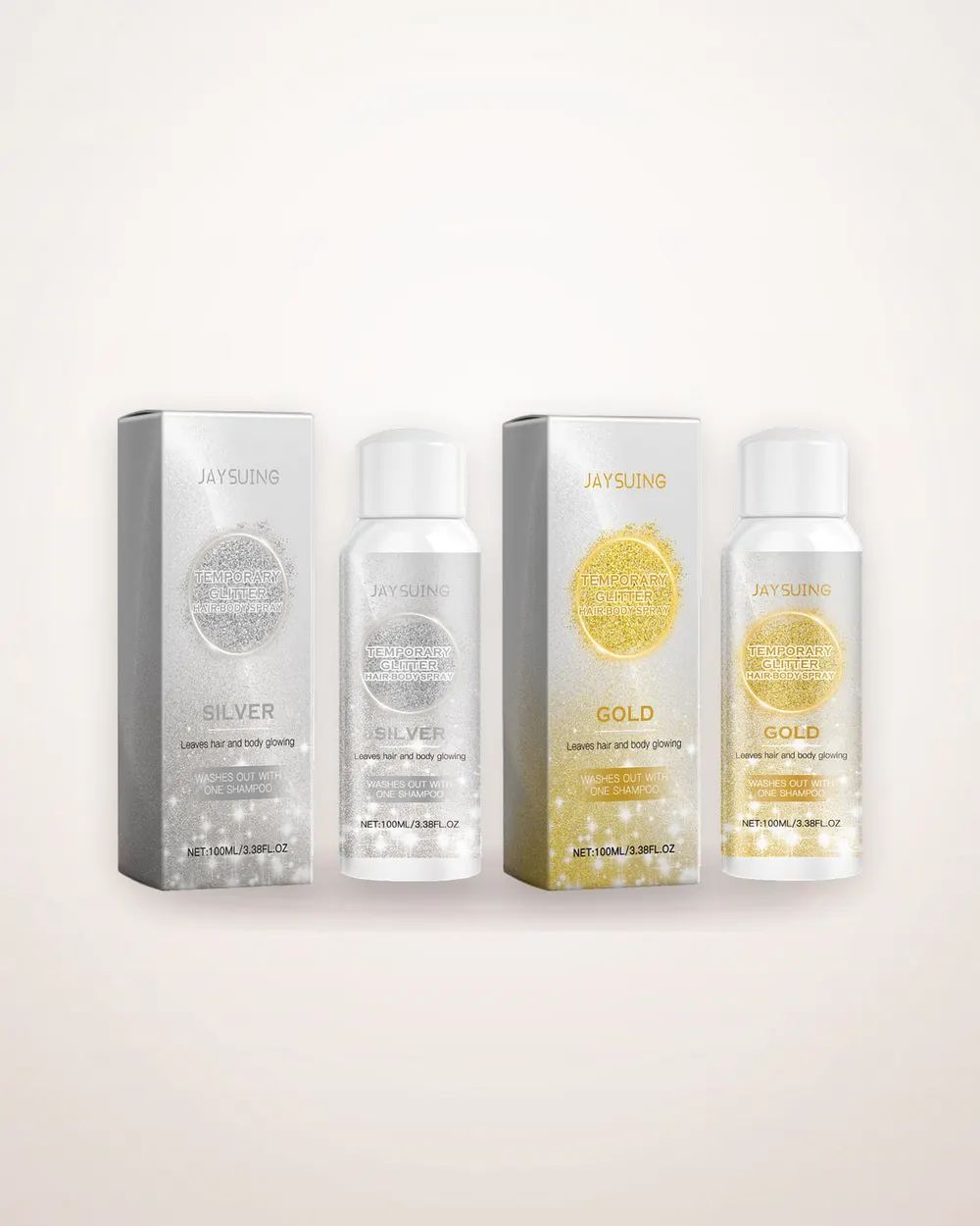 Gold and Silver Glitter Hair Spray