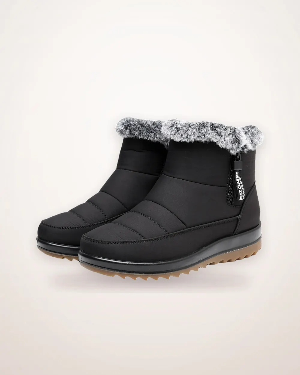 Plush Lined Winter Ankle Boots with Side Zip
