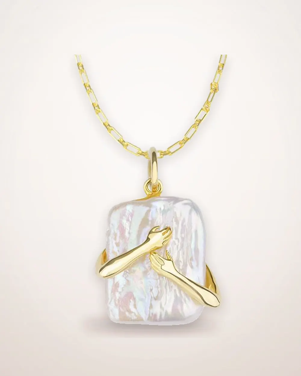 Square Baroque Pearl Pendant Necklace
