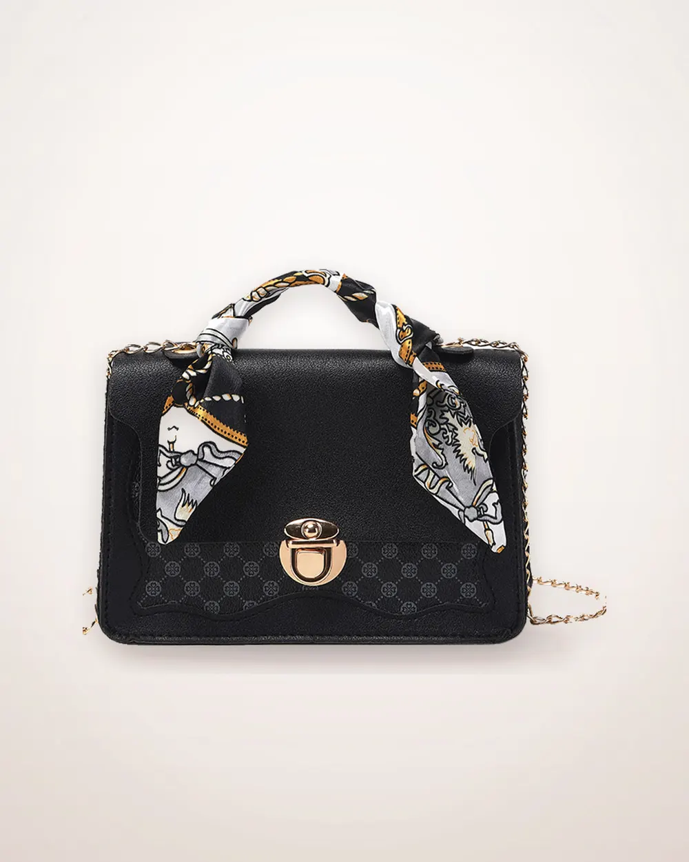 Printed Square Crossbody Bag with Chain Strap