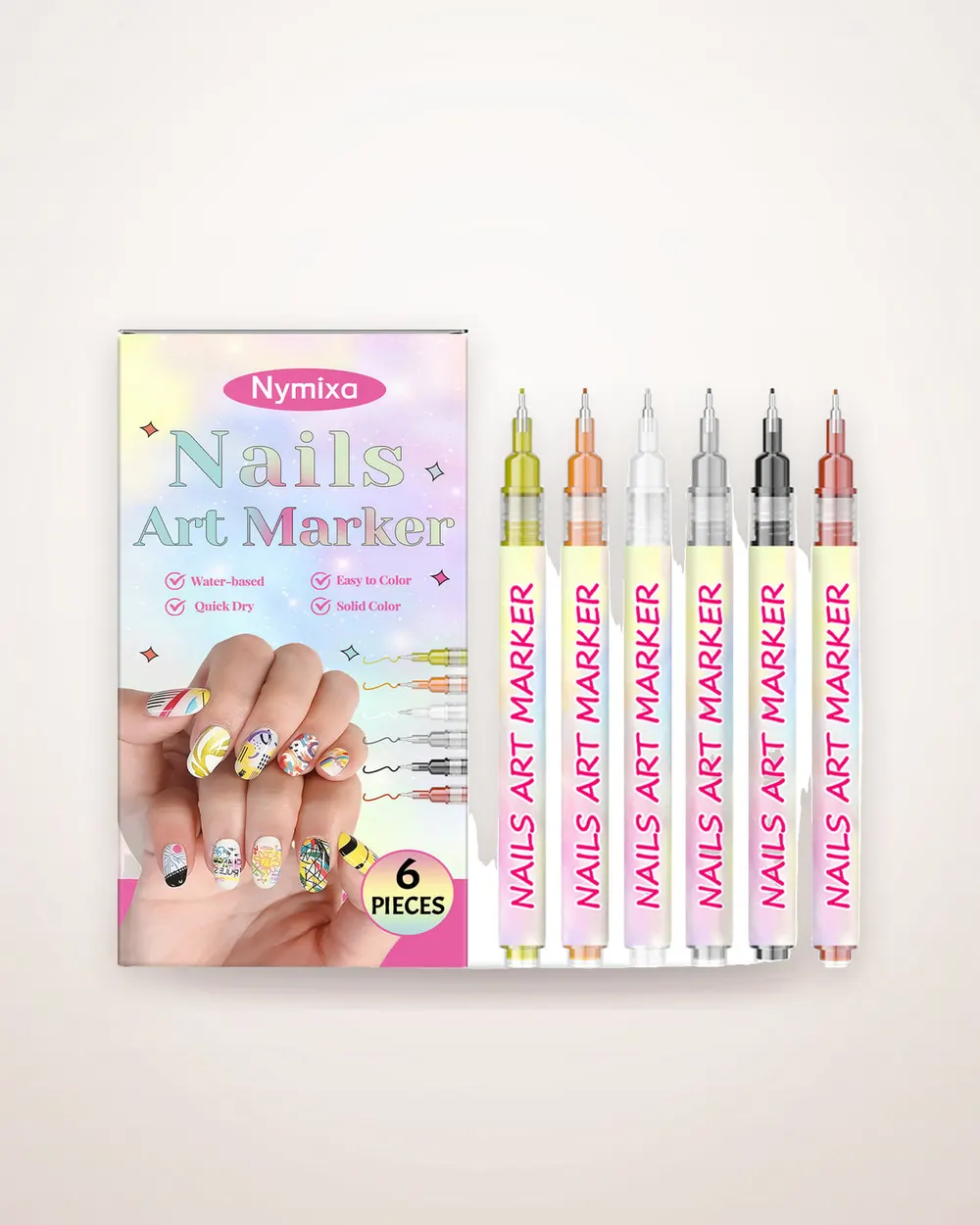 6-Piece Nail Art Graffiti Marker Set