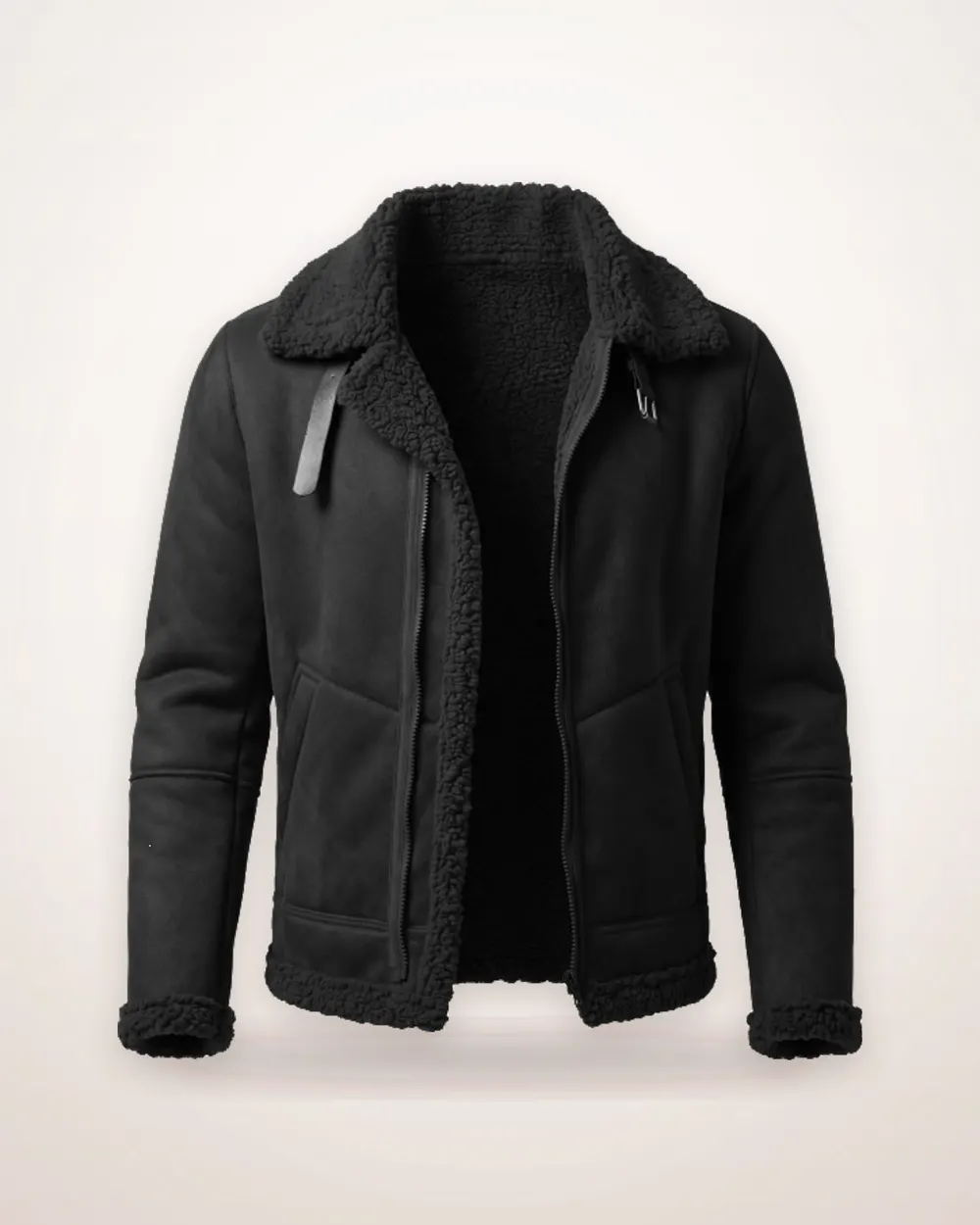 Suede Coat with Faux Wool Jacket