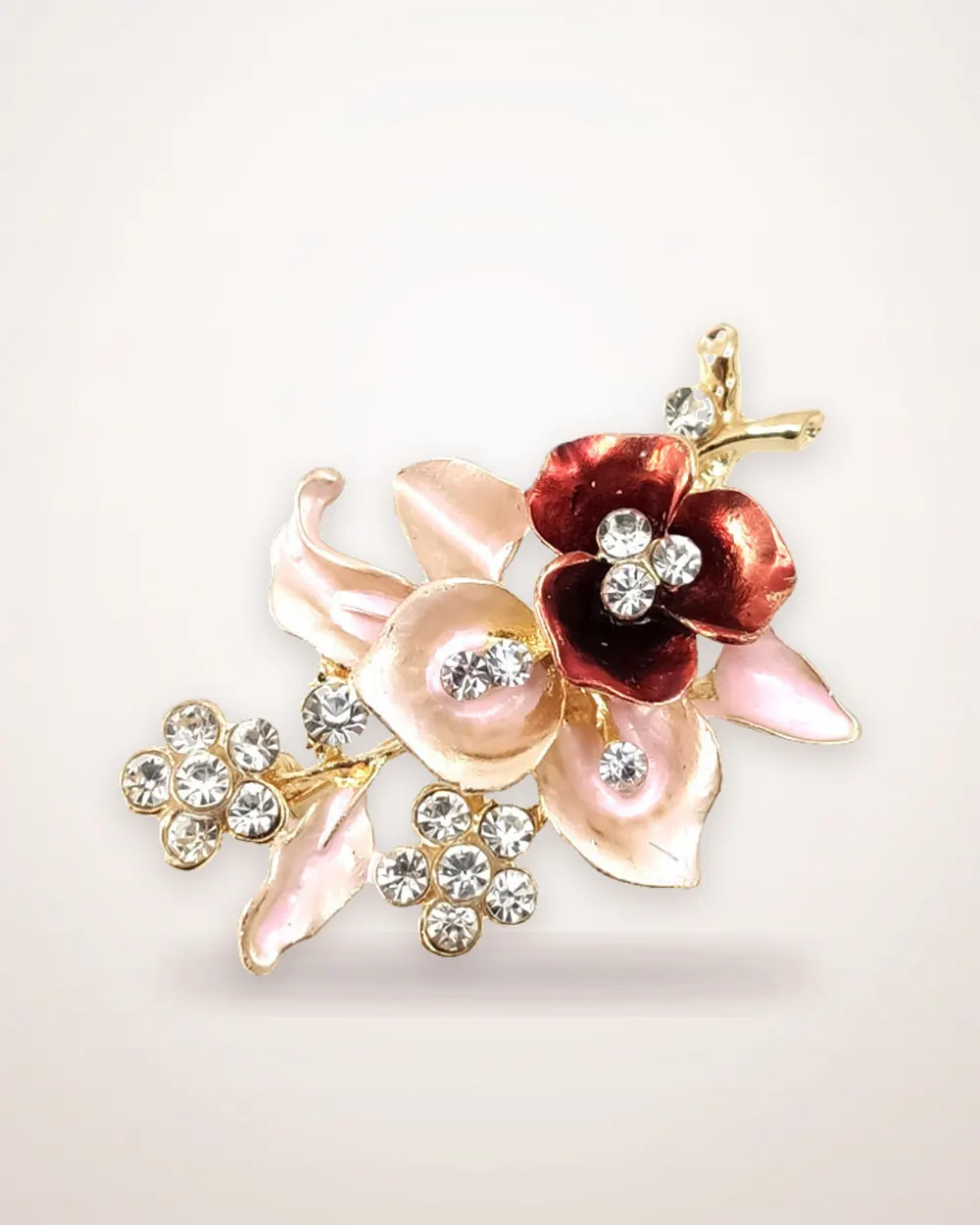 Glossy Oil-Drip Enamel Flower Brooch