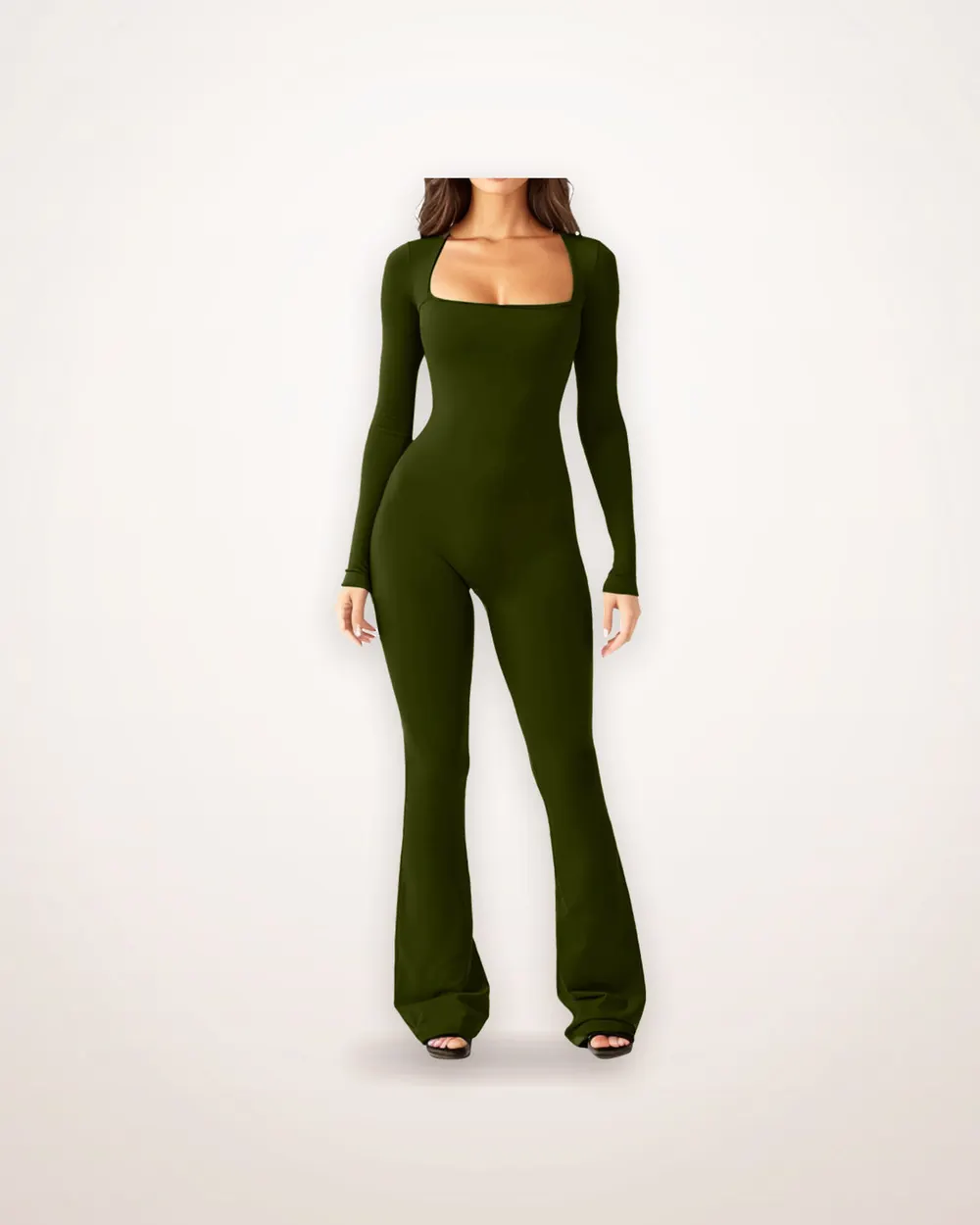 Square Neck Wide Leg Stretch Jumpsuit