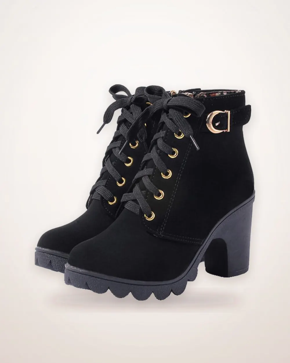 Cross-Strap Faux Suede Ankle Boots