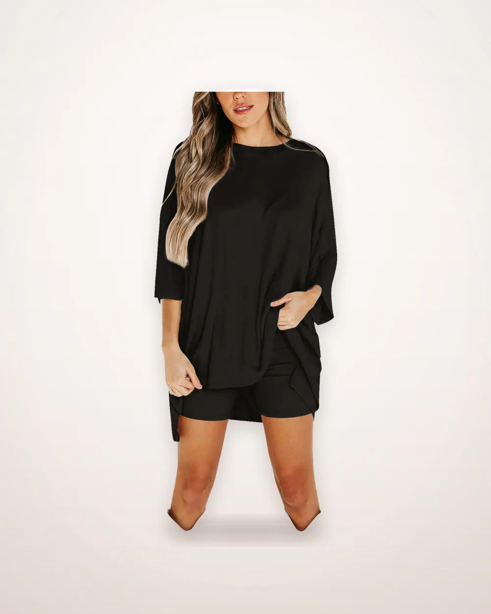 Viscose Long Sleeve Top and Shorts Set
