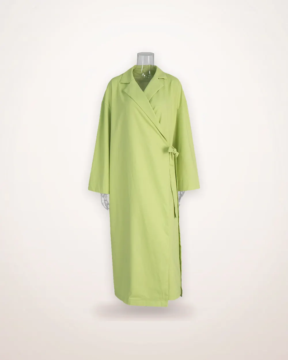 Cotton-Linen Lapel Robe with Tie Belt
