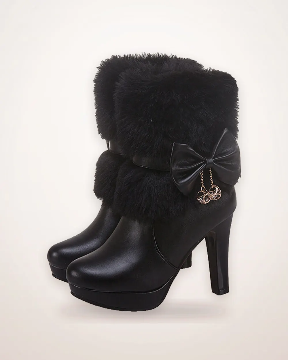 Fleece-Lined Chunky Heel Ankle Boots
