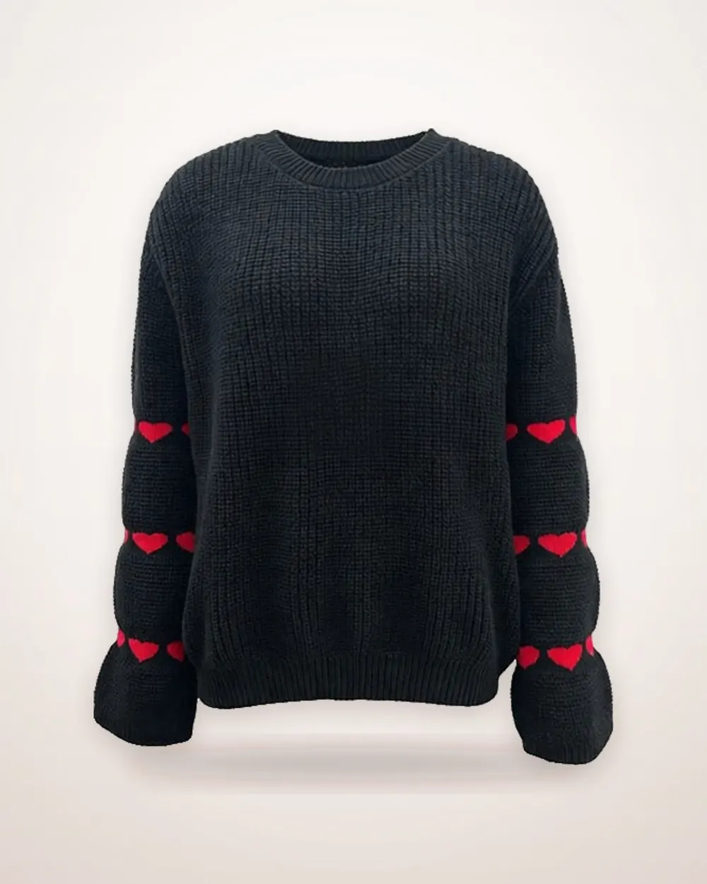 Heart Jacquard Loose Knit Sweater