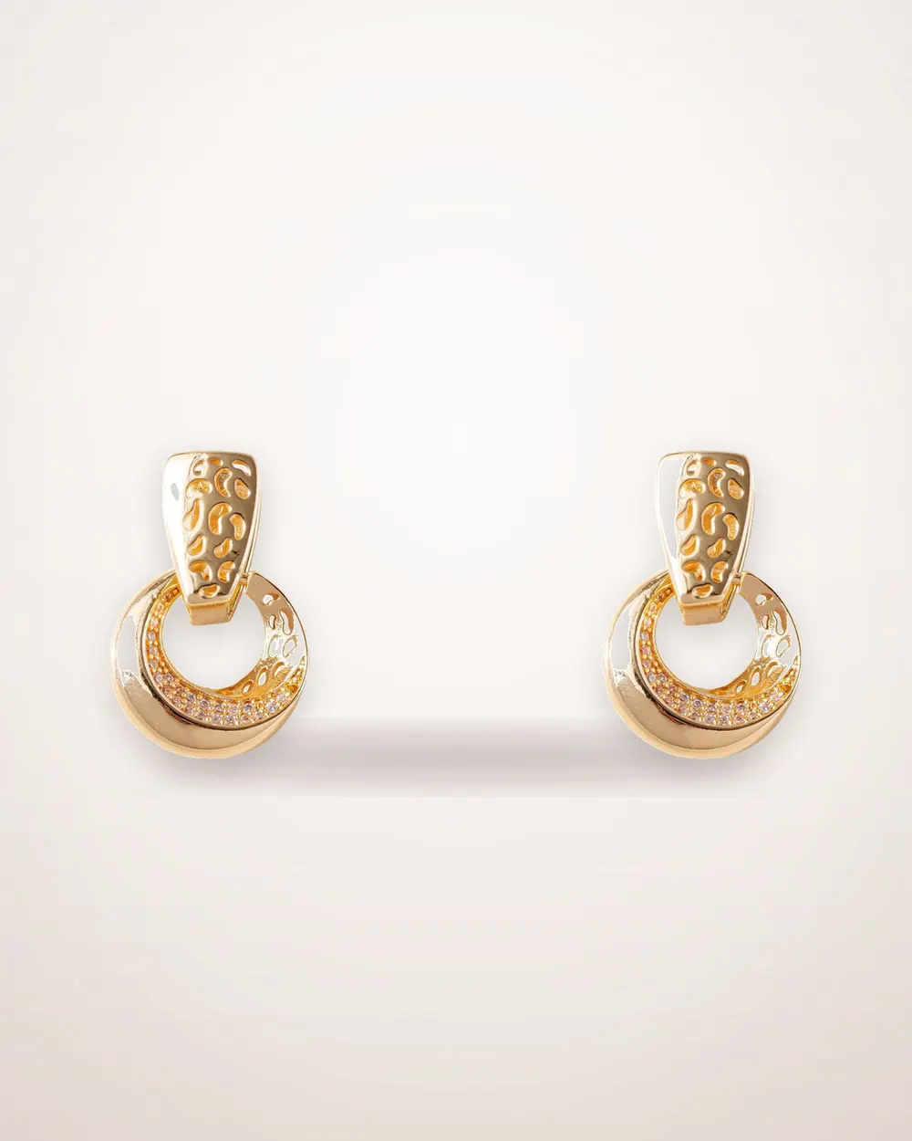Hollow Moon Zircon Drop Earrings