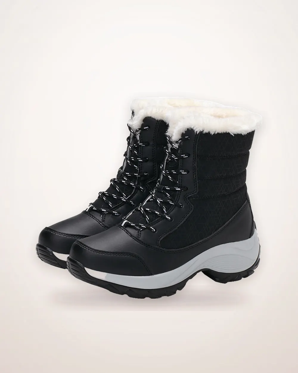 Plush-Lined Lace-Up Winter Ankle Boots