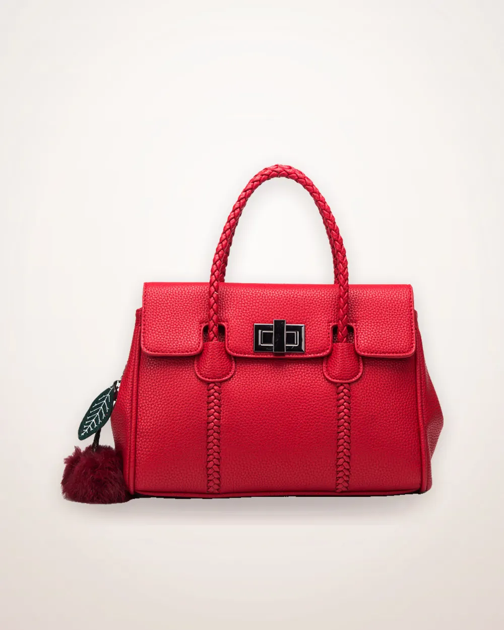 Pebbled Leather Zip-Top Handbag