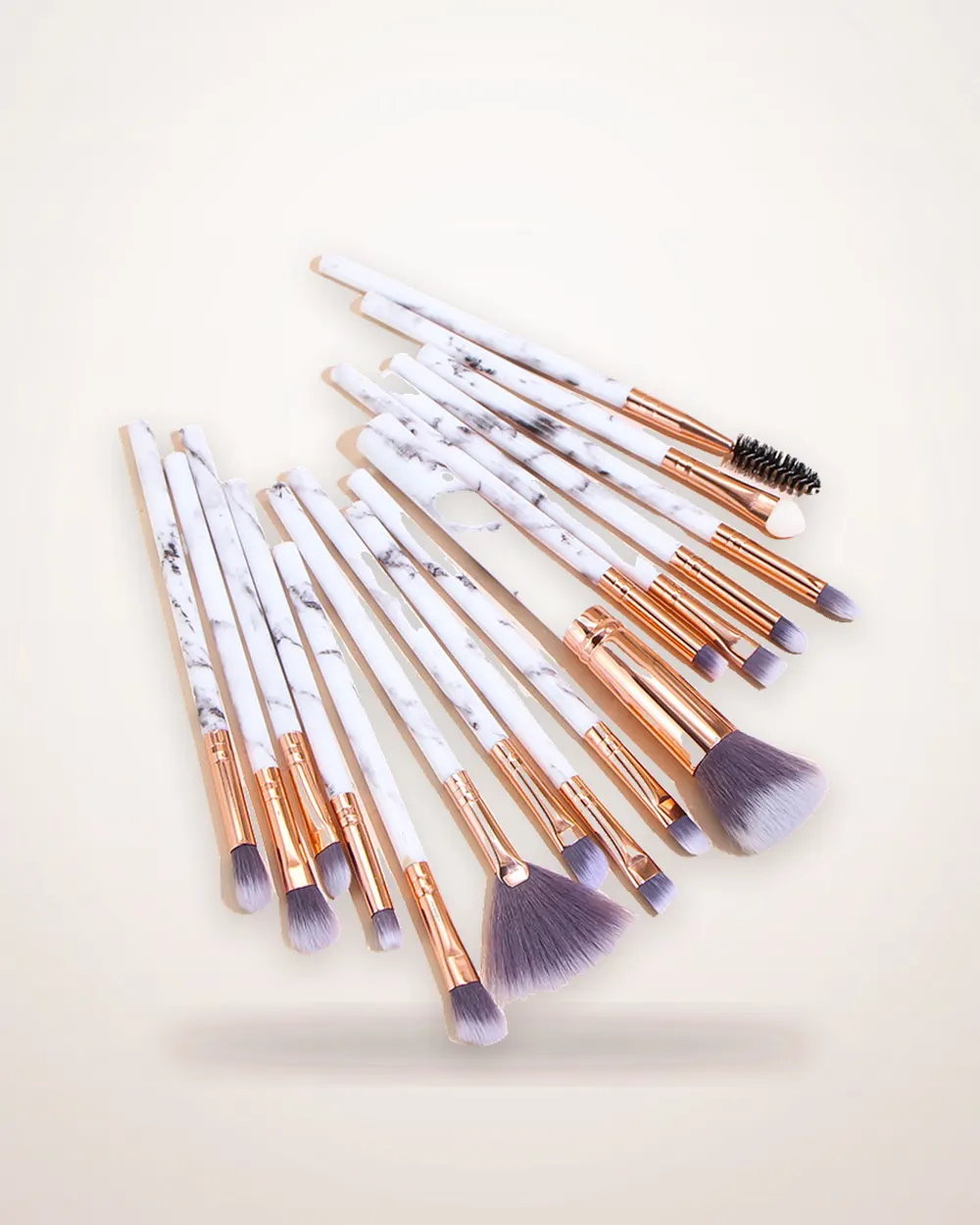 16-Piece Marble Pattern Makeup Brush Set