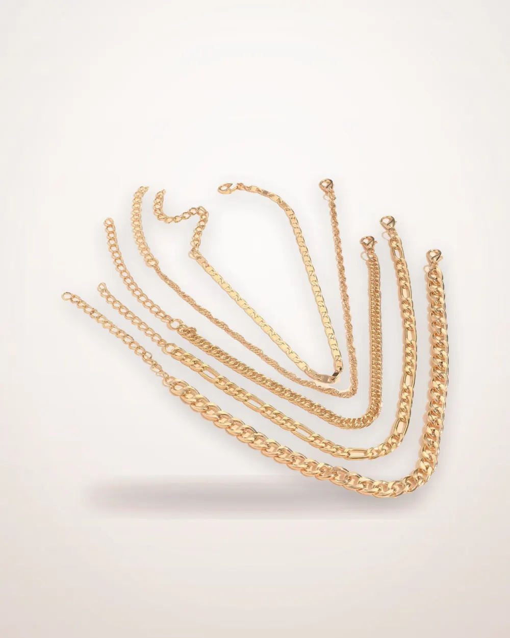 Five-Piece Geometric Chain Anklet Set