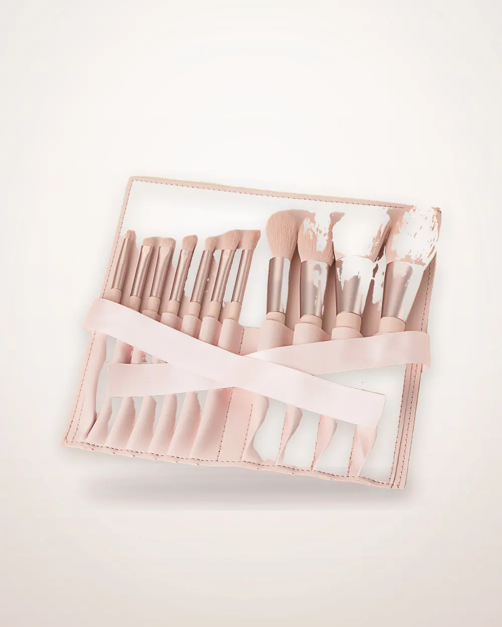 11-Piece Pink Makeup Brush Set with Bag
