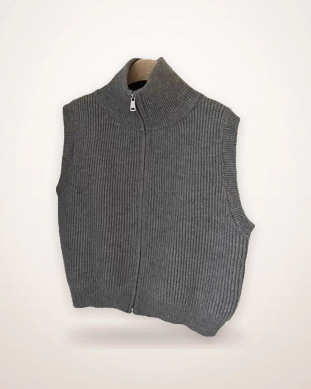 3D Knit Turtleneck Zip Vest