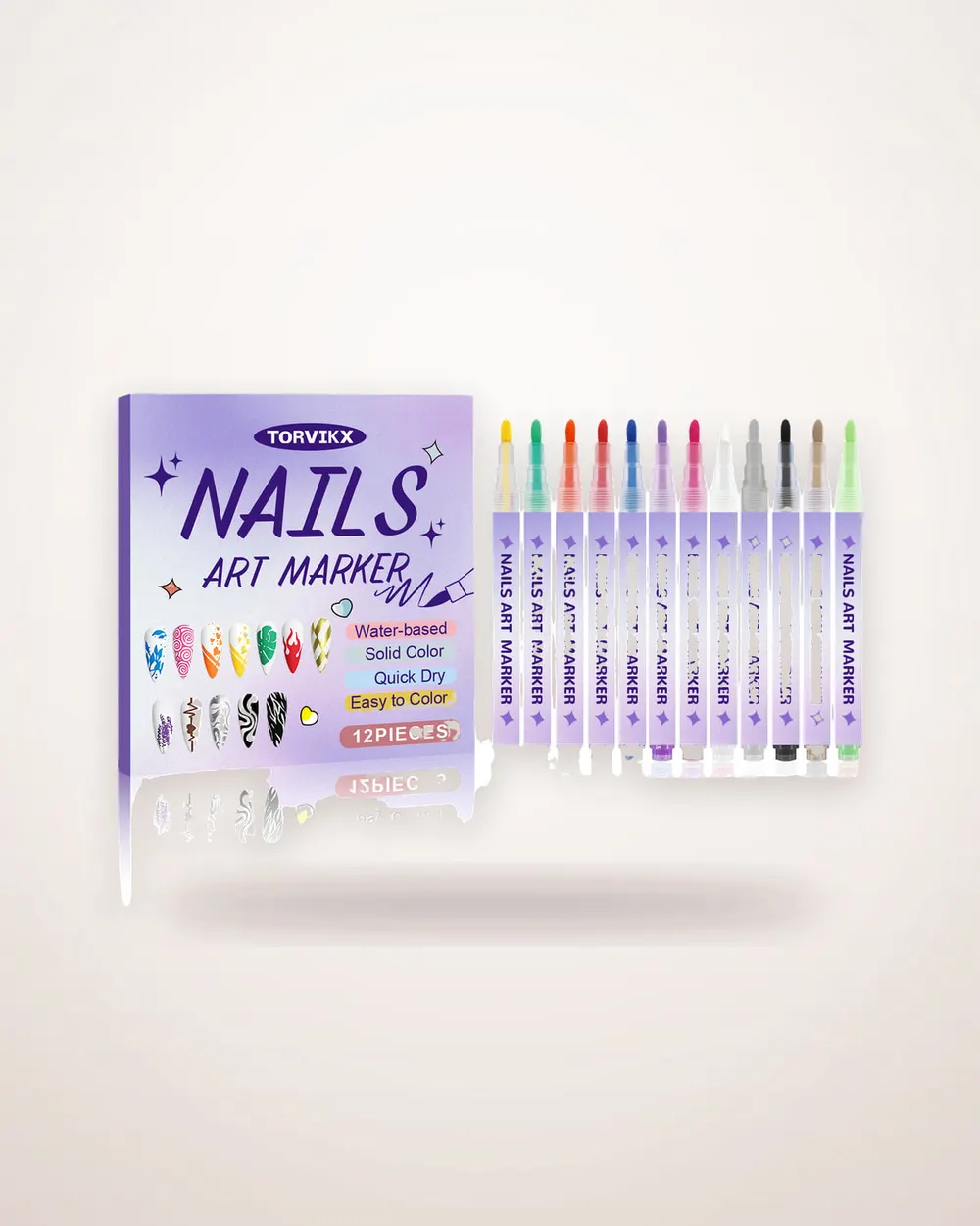 12-Piece Nail Art Drawing Pen Set