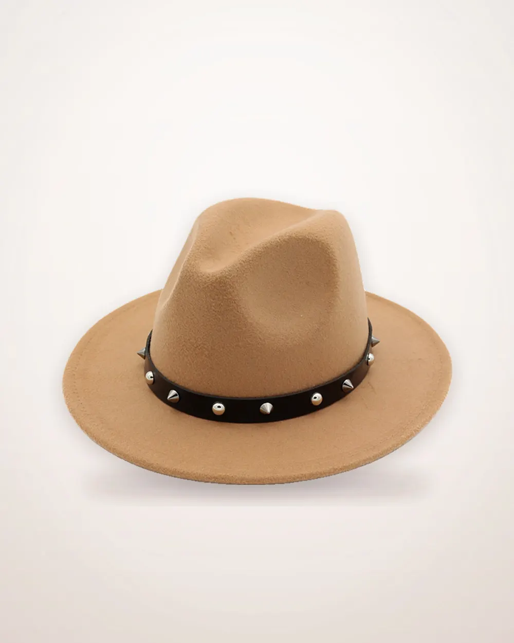 Rivet-Trim Wide Brim Wool Felt Hat